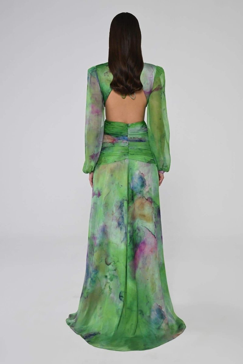 dresses - Novia V - neck Double Slits Maxi Dress - SD00606112905 - Green - S - Sunfere