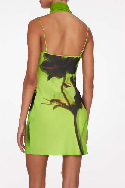 Lesley Floral Print Draped Scarf Mini Dress