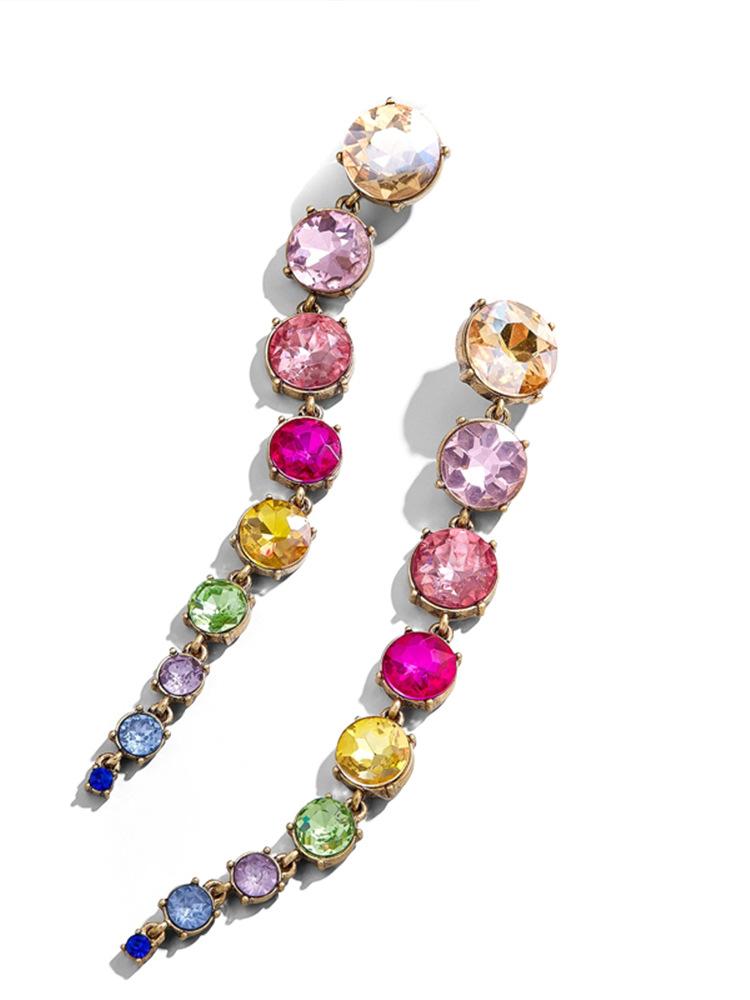Odelia Rainbow Diamante Chain Earrings