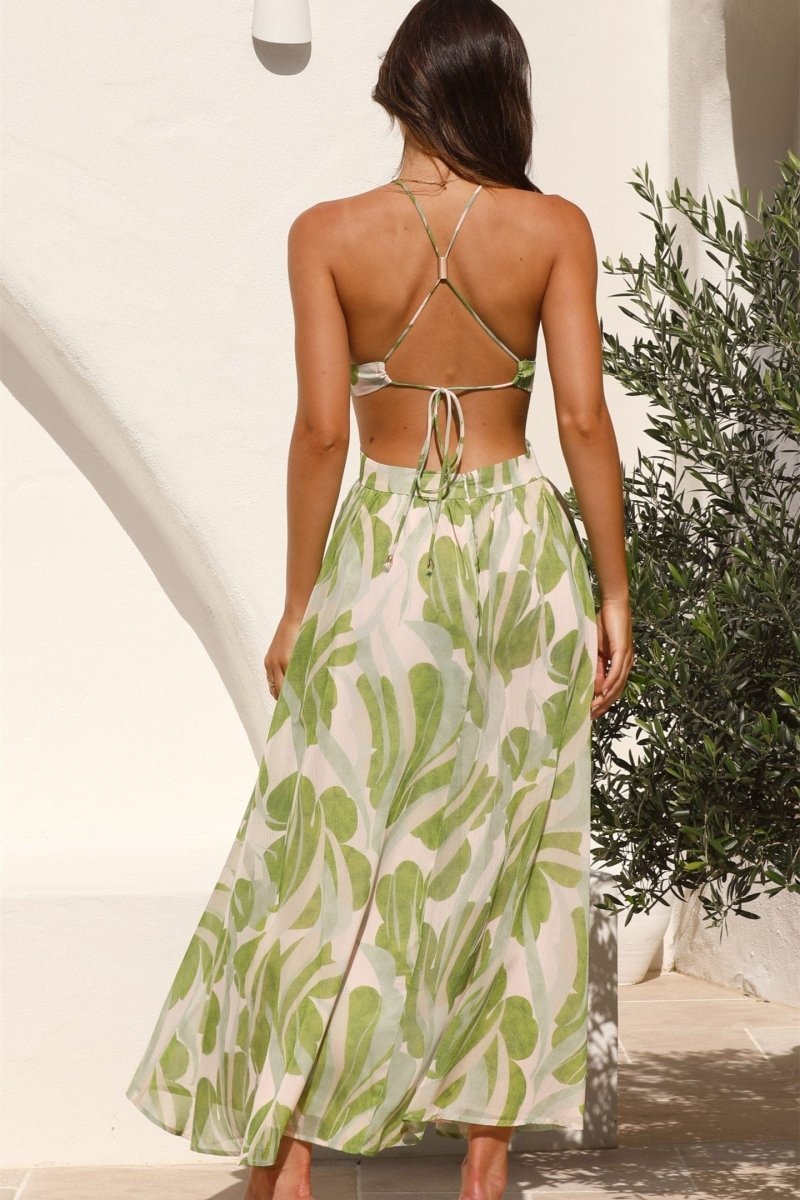 Olivia Floral Printed Cut-out Midi Dress-Sunfere