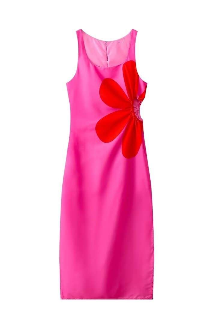 Ophelia Floral Printed Cut-out Midi Dress-Sunfere