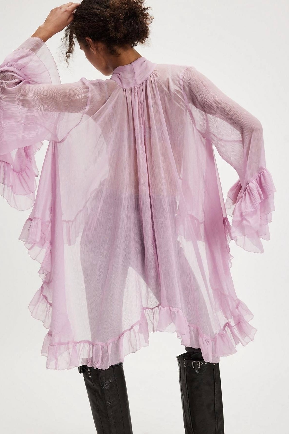 Miranda Ruffle Tie-Neck Chiffon Blouse