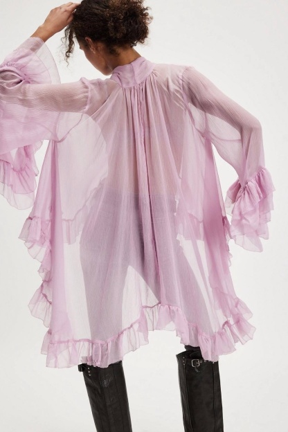 Miranda Ruffle Tie-Neck Chiffon Blouse