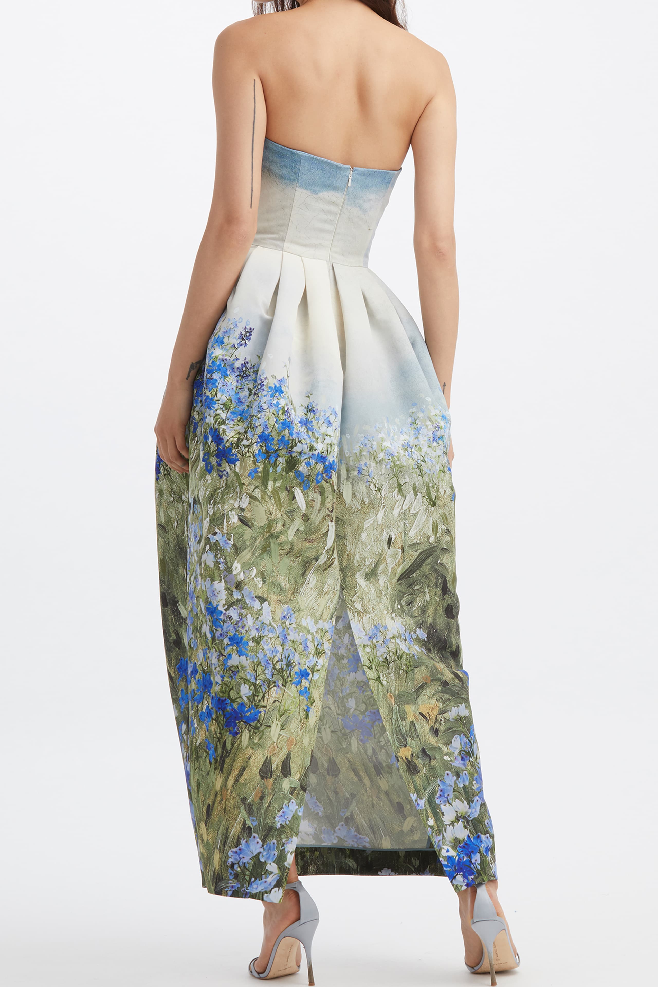 Jodie Printed Strapless Midi Dress