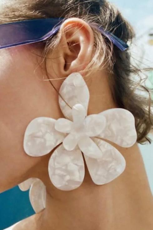 Oversized Acrylic Flower Earrings-Sunfere