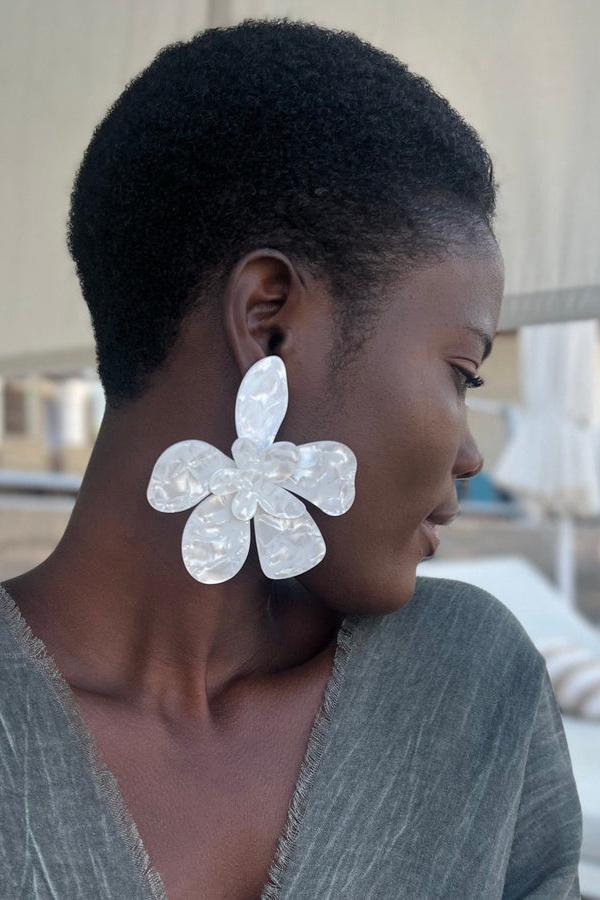 Oversized Acrylic Flower Earrings-Sunfere