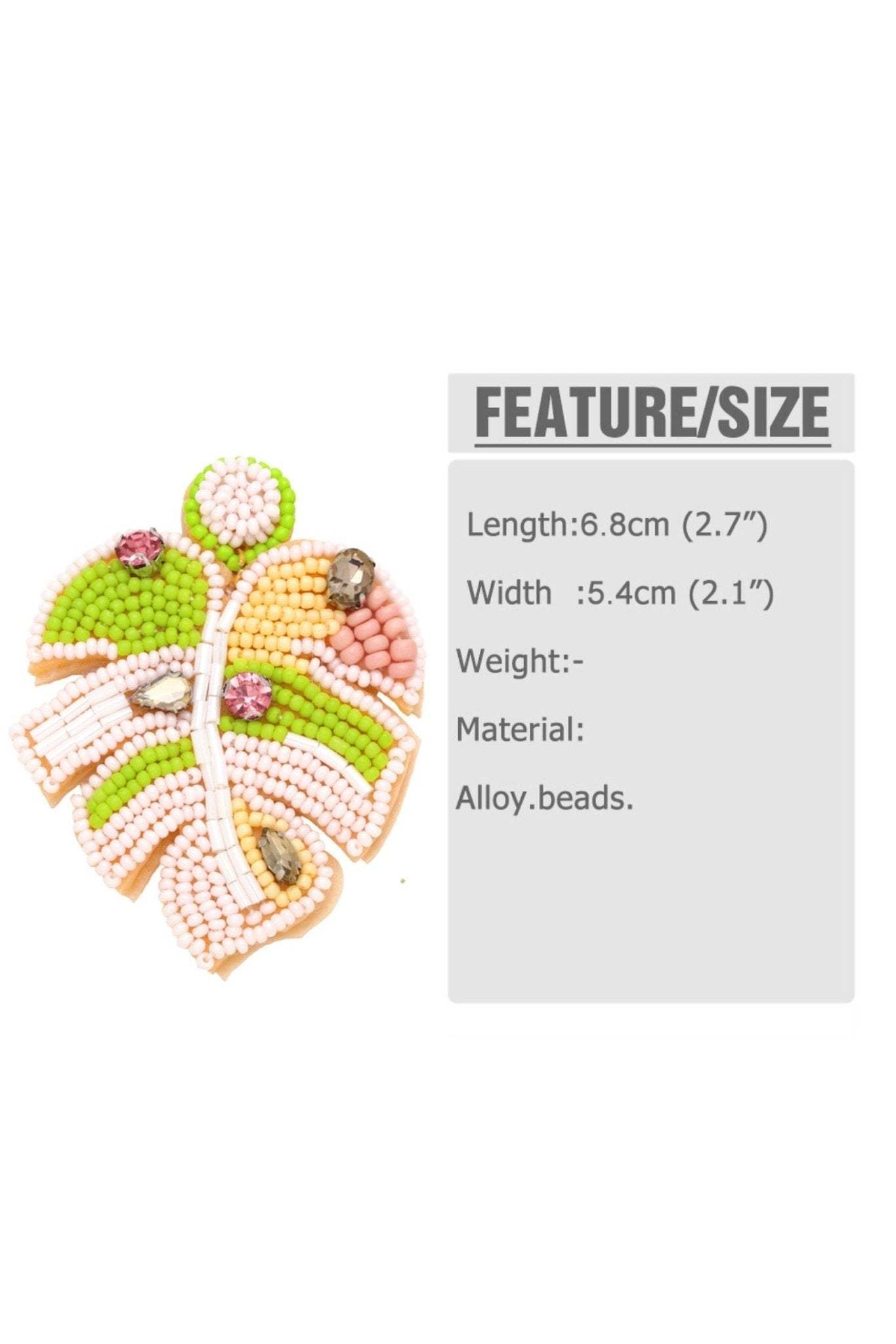 Palm Leave Beaded Earrings-Sunfere