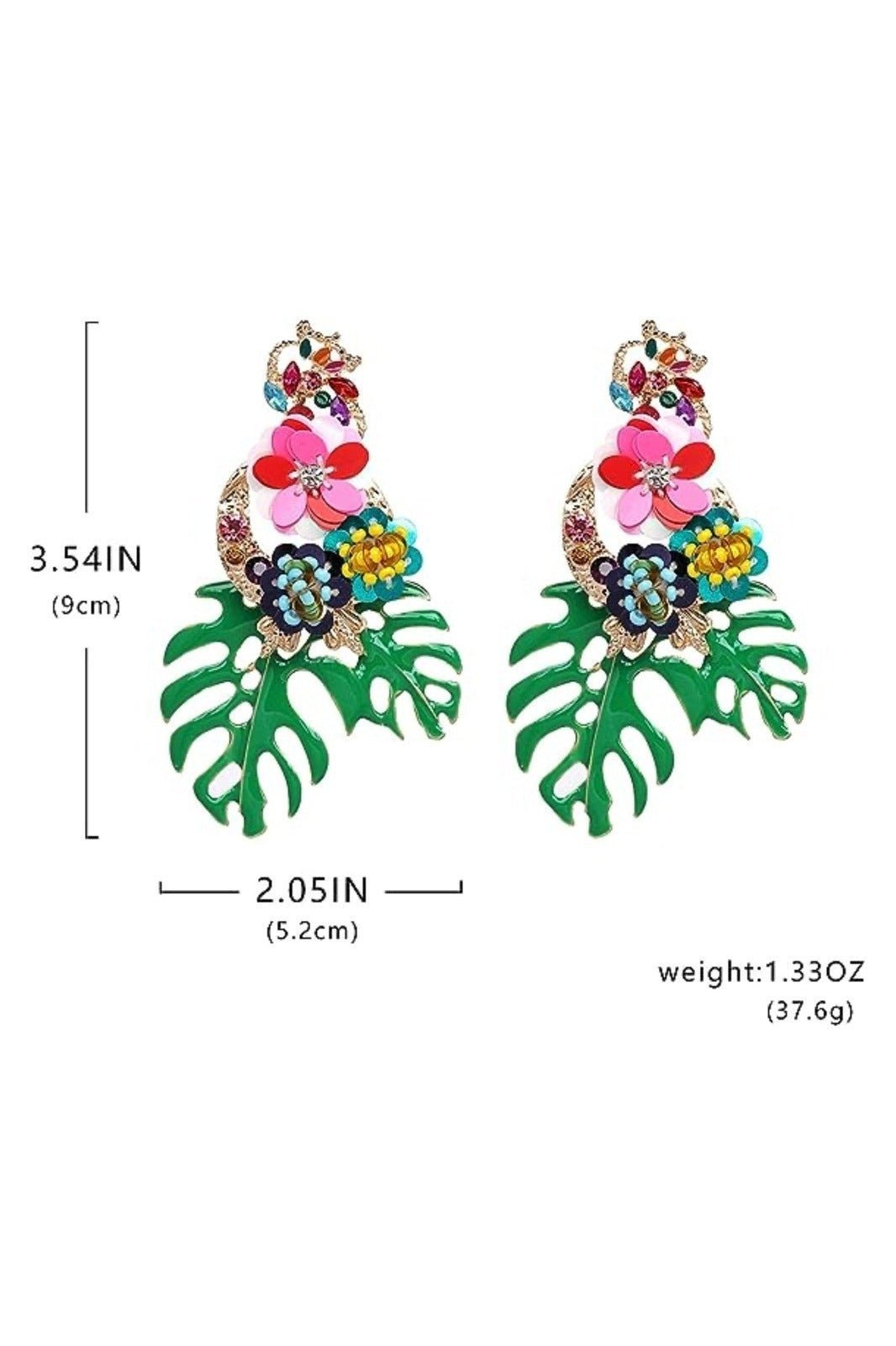 Palm Tree Flower Decored Earrings-Sunfere