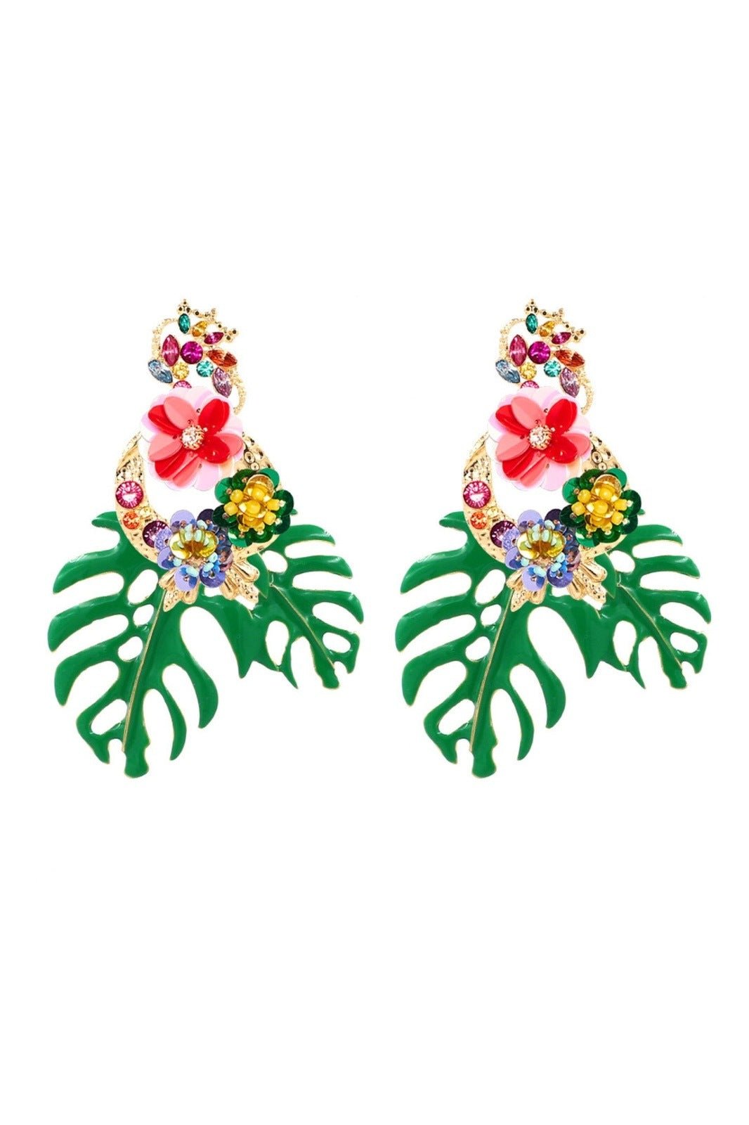 Palm Tree Flower Decored Earrings