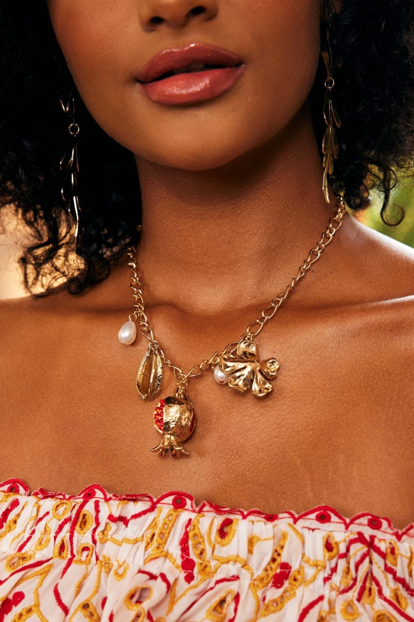 accessories-Pancy Pomegrante Flower Necklace-SA00202282362-Gold - Sunfere