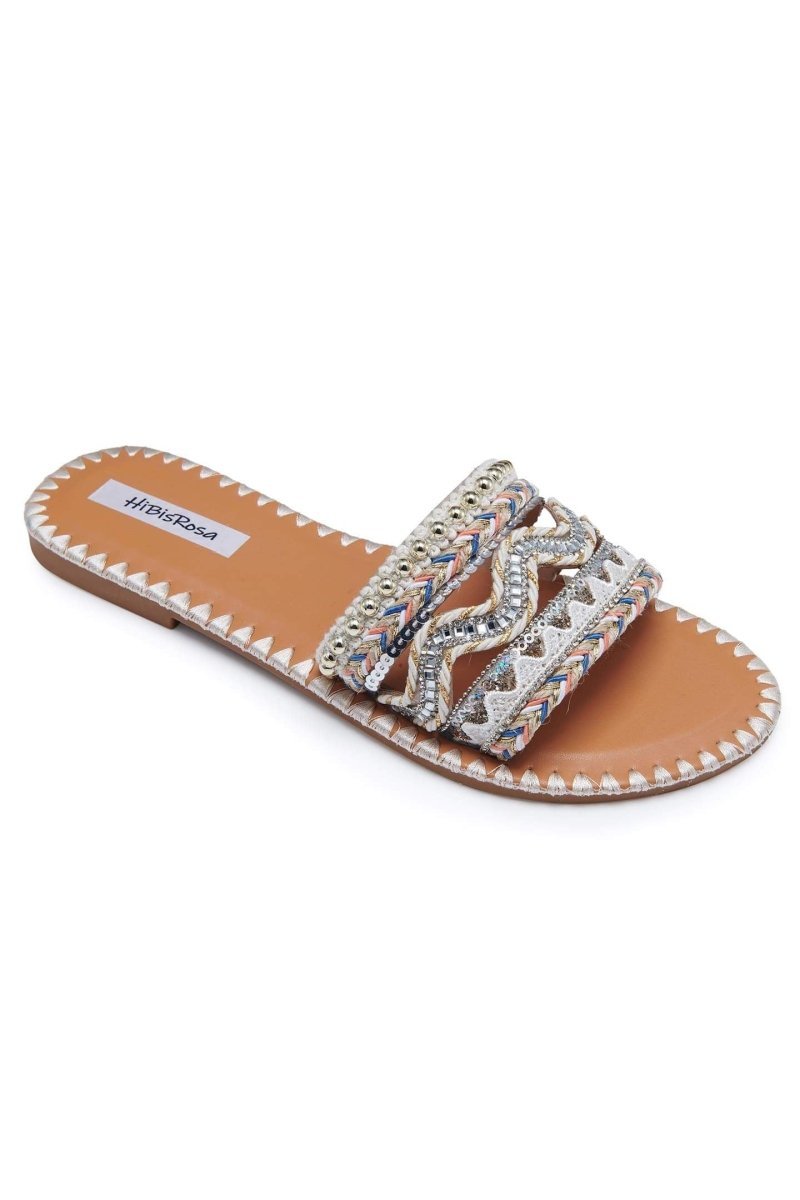 Pansy Wavy Crystal Patterns Flat Slipper-Sunfere
