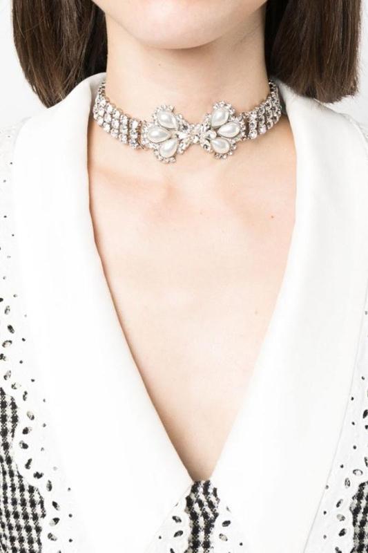 Pearl Bow-tie Diamante Choker-Sunfere