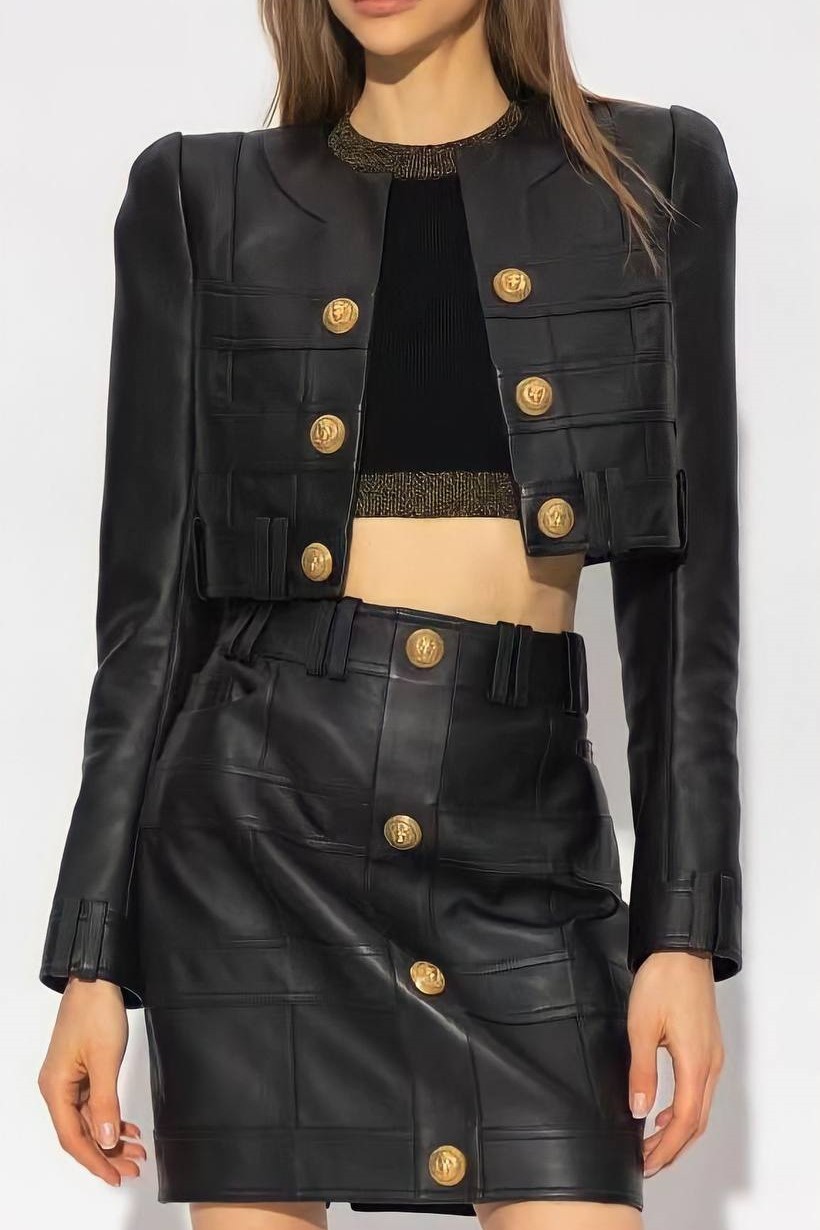 Nelly Pu Jacket & Mini Skirt Set