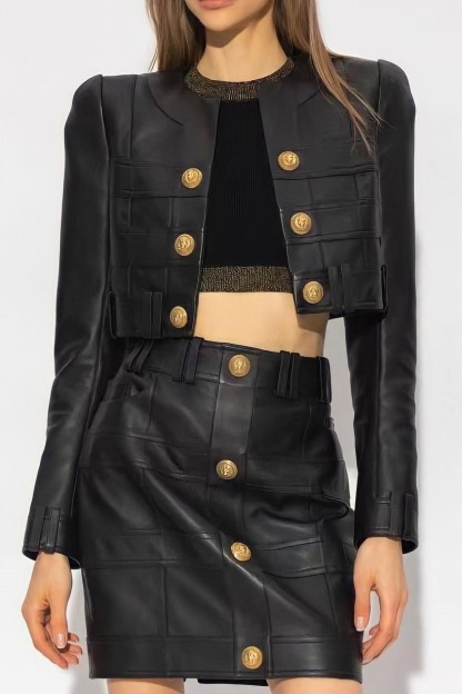 Nelly Pu Jacket & Mini Skirt Set