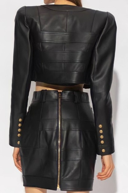 Nelly Pu Jacket & Mini Skirt Set