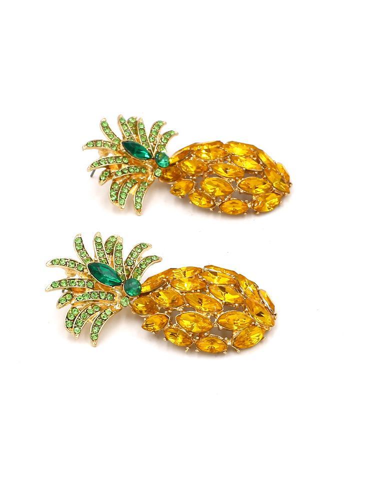 Pineapple Diamante Drop Earrings-Sunfere