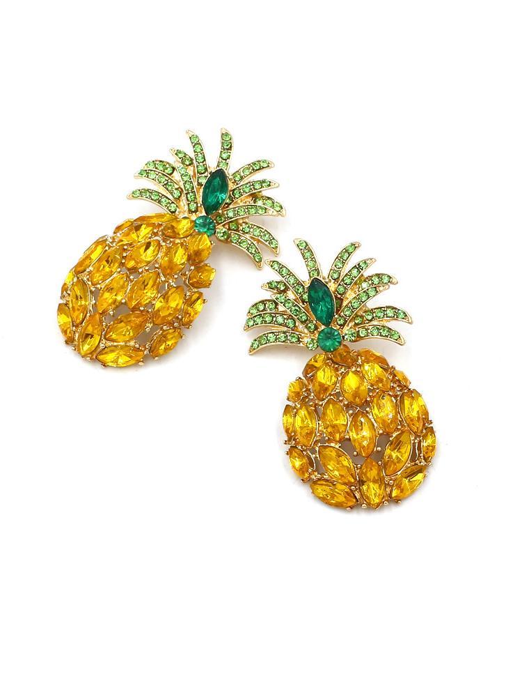 Pineapple Diamante Drop Earrings-Sunfere