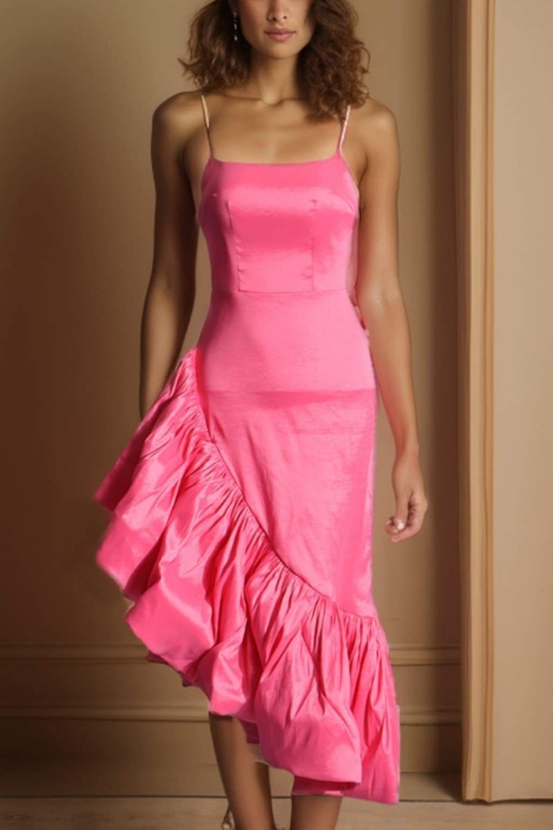 dresses-Polly Asymmetric Ruffled Midi Dress-SD00604222718-Pink-S - Sunfere
