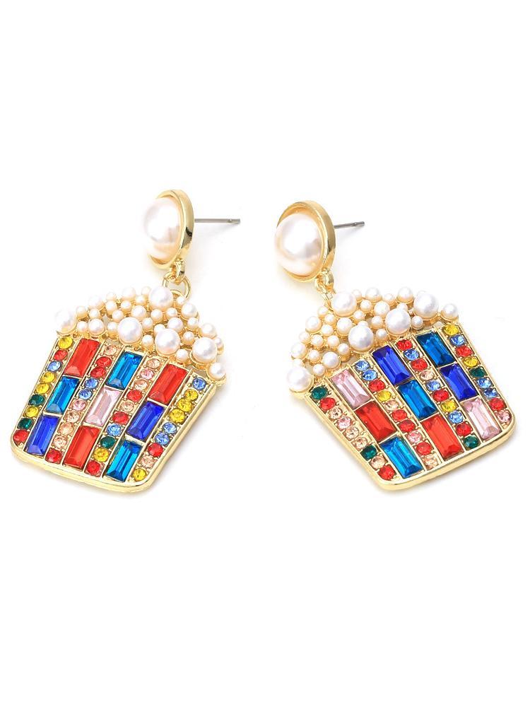 Popcorn Diamante Drop Earrings-Sunfere