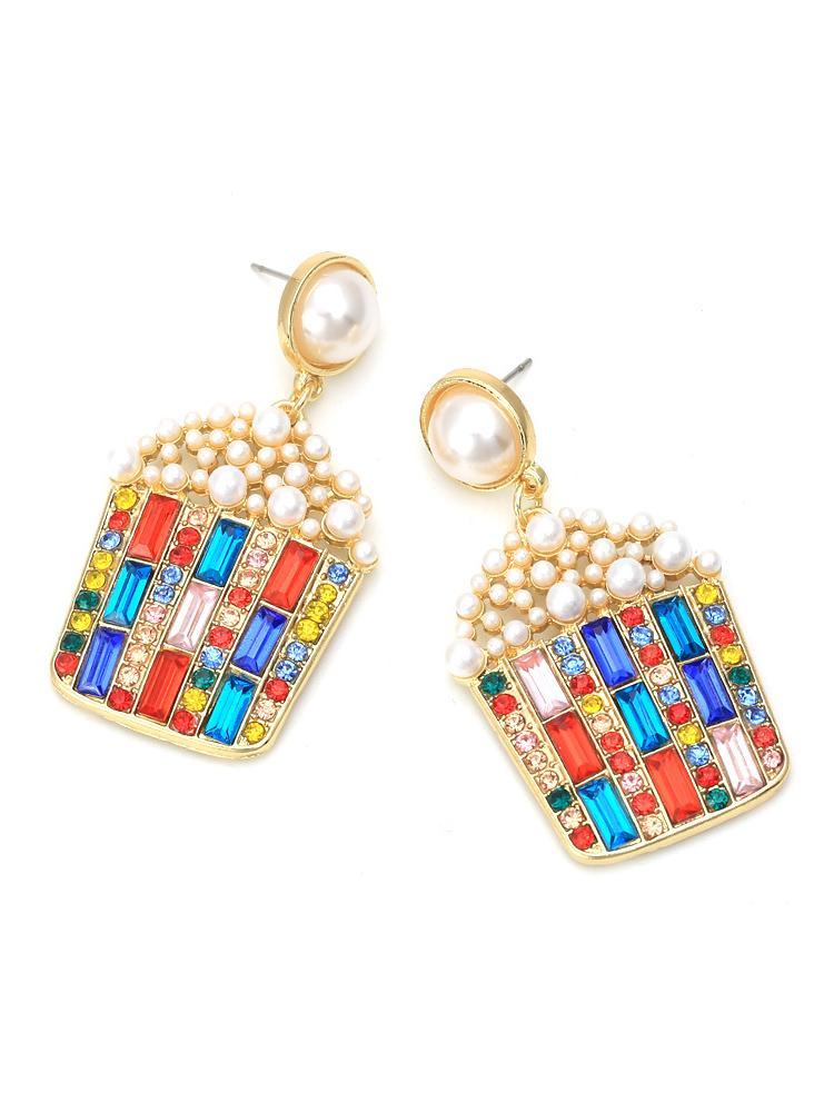 Popcorn Diamante Drop Earrings-Sunfere