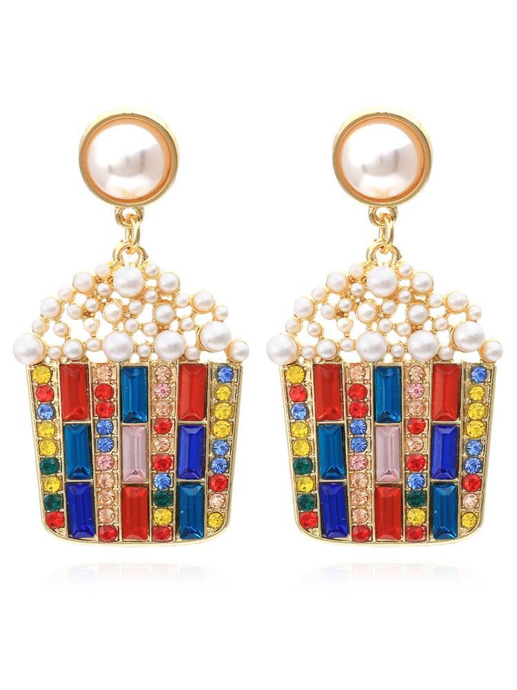 Popcorn Diamante Drop Earrings-Sunfere