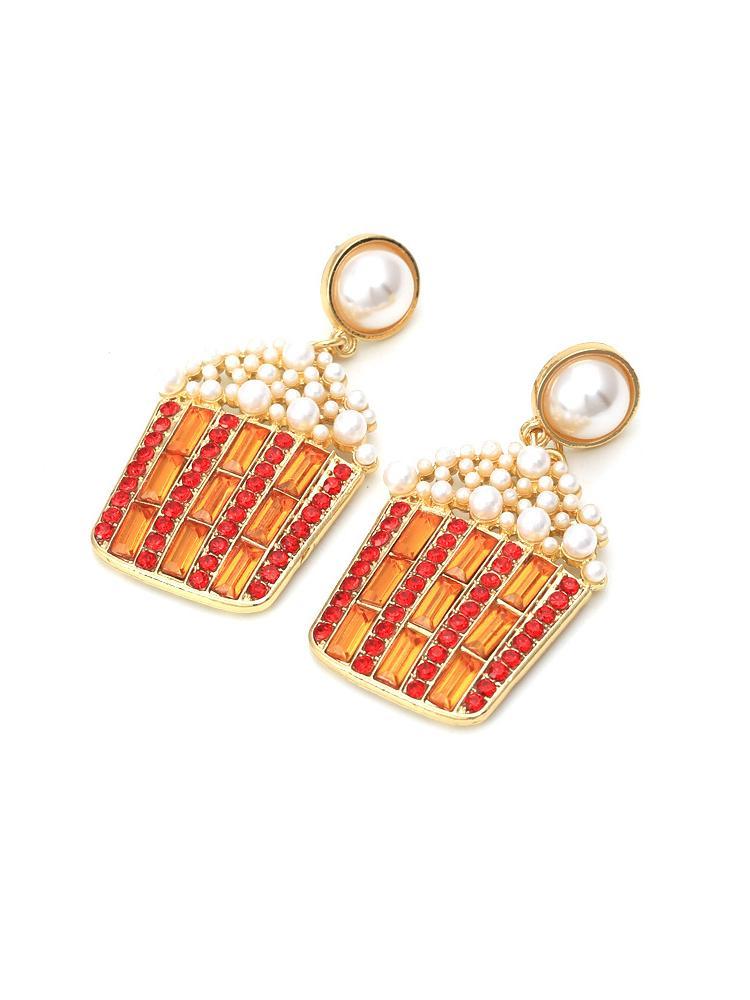 Popcorn Diamante Drop Earrings-Sunfere