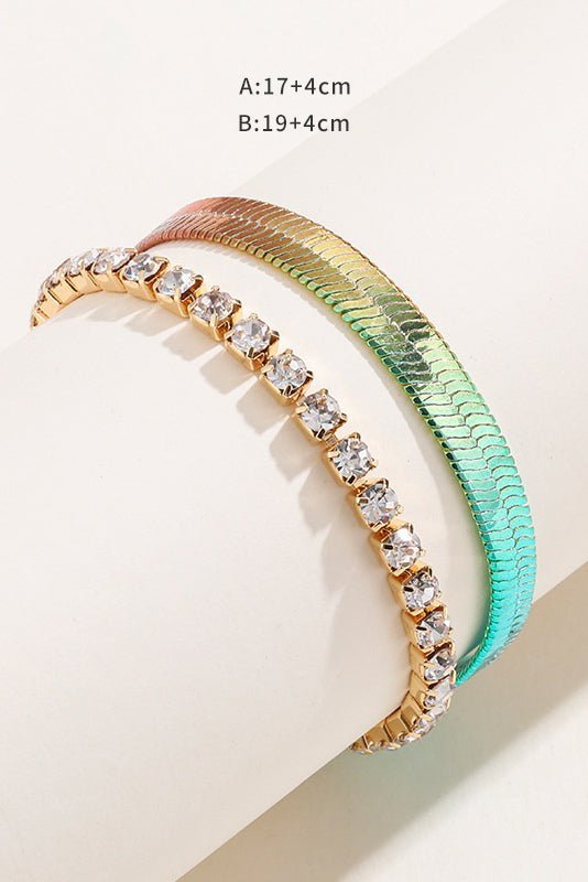 Rainbow Gradient Flat Snake Chain Bracelet-Sunfere