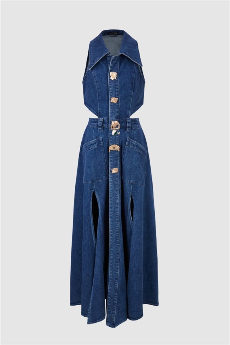 ★SCULPTOR★ Maxi Sleeveless Denim Coat Indigo Blue SC22A303 MUSINSA | SCULPTOR Maxi Sleeveless Denim Coat Indigo Blue