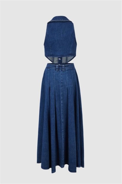 新品♡ADORABLE BACK RIBBON DENIM DRESS ADORABLE BACK RIBBON DENIM DRESS