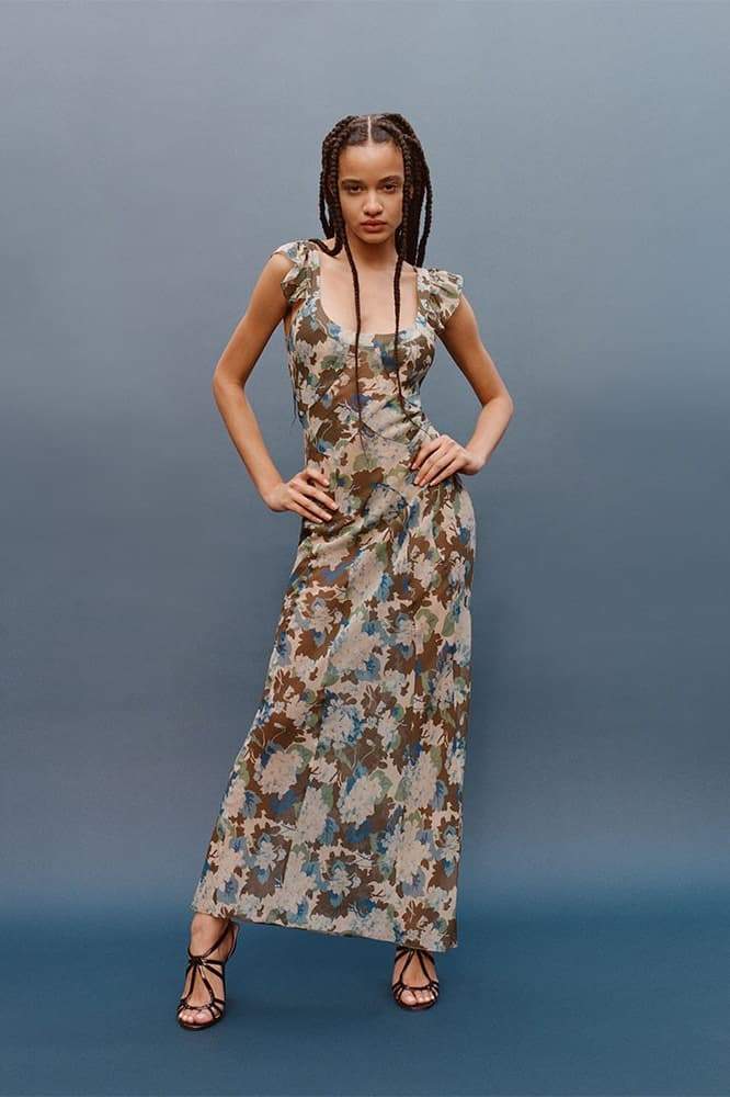 Renata Floral Ruffle Maxi Dress-Sunfere