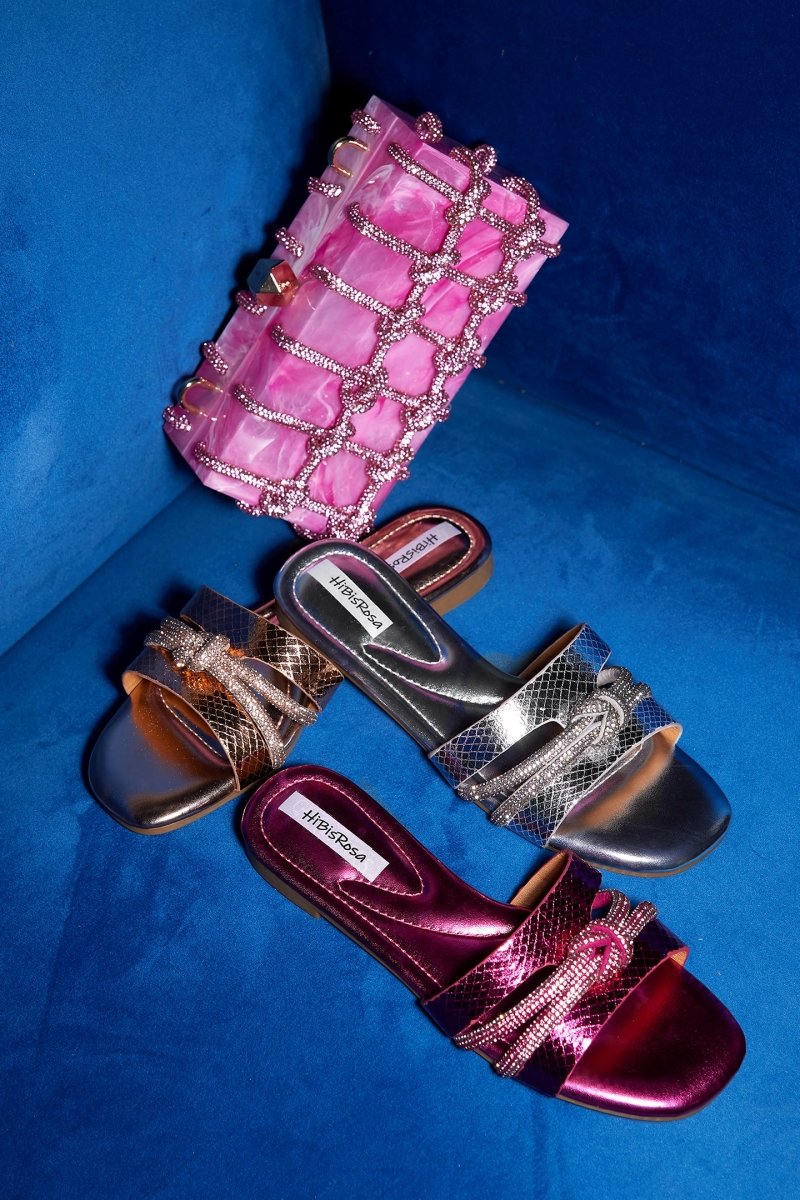 shoes-Renee Rhinestone Knot Sandals-SSH00603282563-Hot Pink-37 - Sunfere