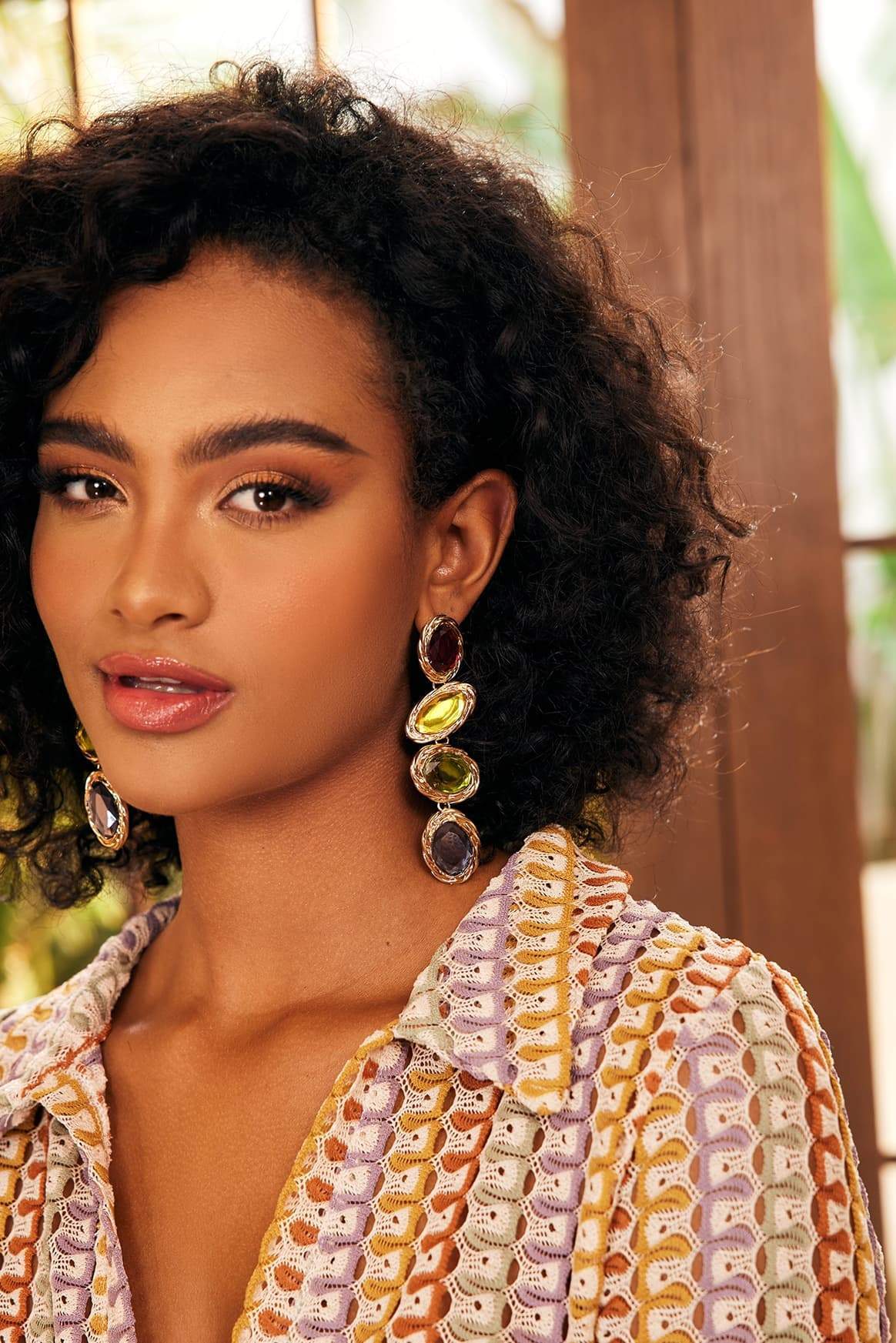 Retro Frame Gem Pendant Earrings-Sunfere