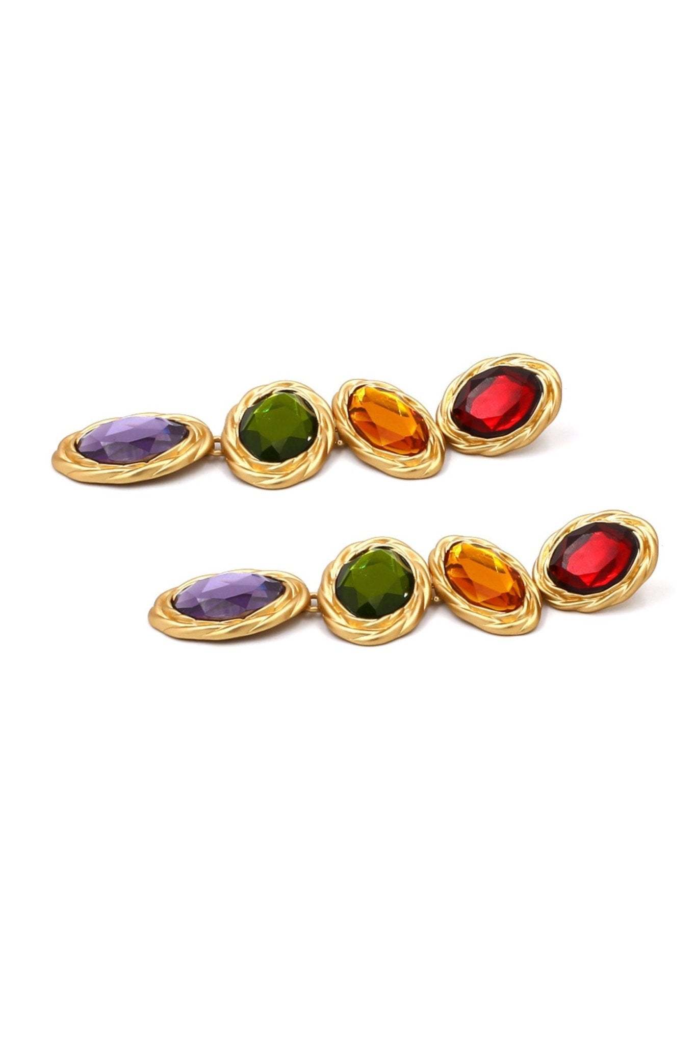 Retro Frame Gem Pendant Earrings-Sunfere