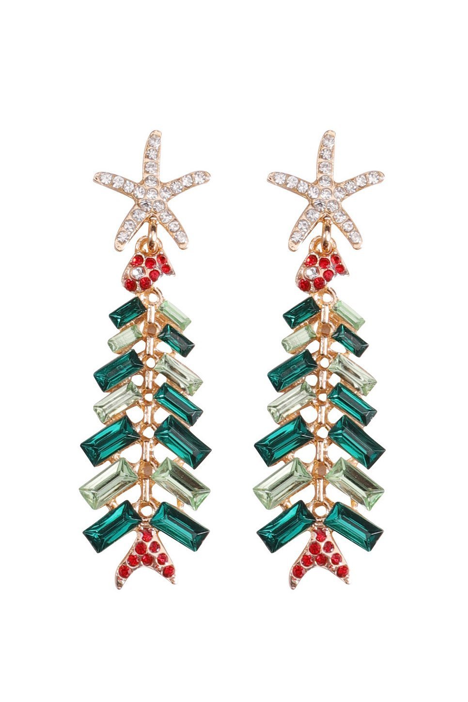 Rhinestone Christmas Tree Earrings-Sunfere