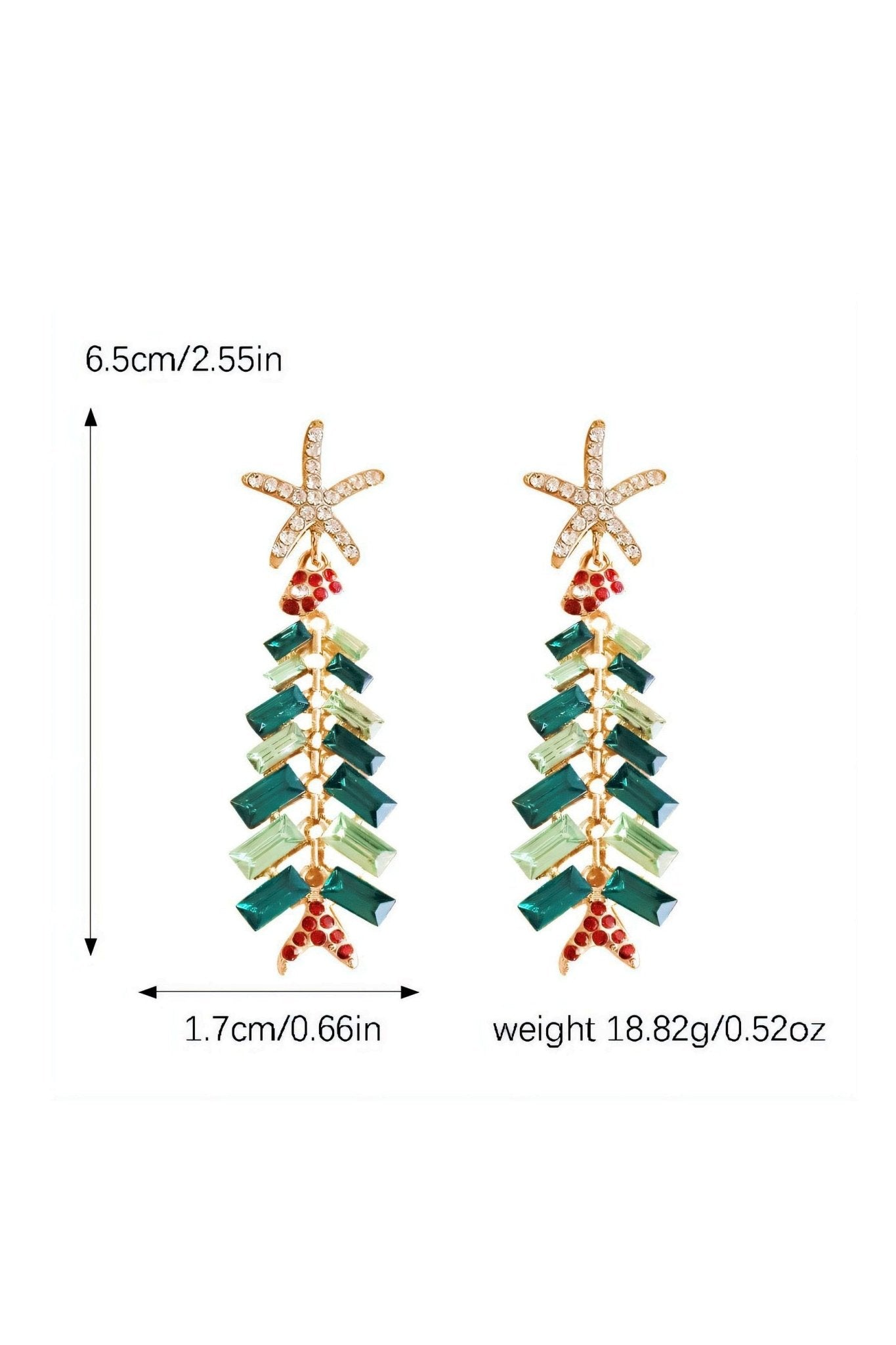 accessories-Rhinestone Christmas Tree Earrings-SA00611141912-Green - Sunfere