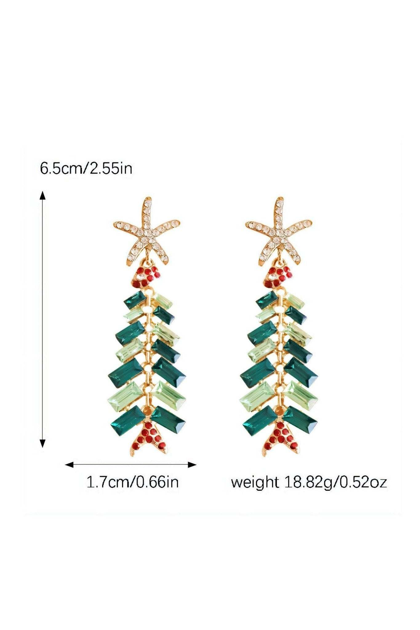 Rhinestone Christmas Tree Earrings-Sunfere