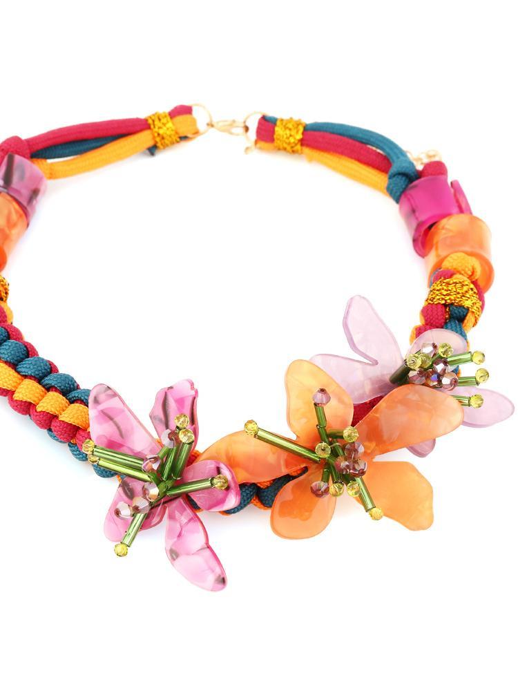 Riva Acrylic Flower Weave Necklace-Sunfere