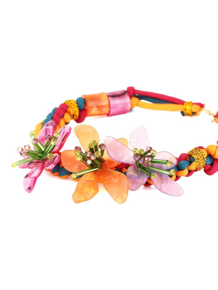 Riva Acrylic Flower Weave Necklace-Sunfere