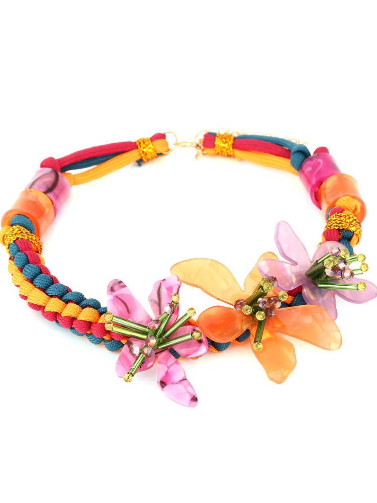Riva Acrylic Flower Weave Necklace-Sunfere
