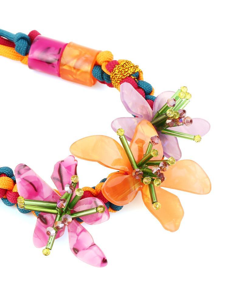 Riva Acrylic Flower Weave Necklace-Sunfere