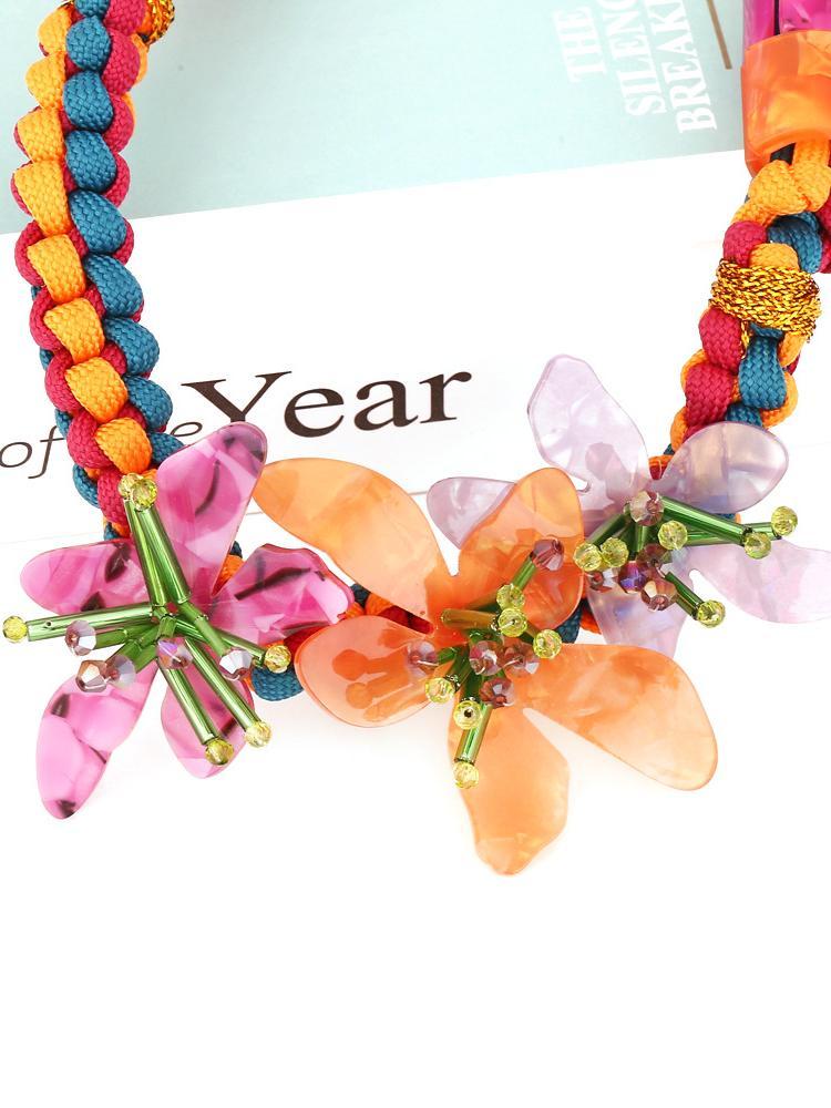 Riva Acrylic Flower Weave Necklace-Sunfere