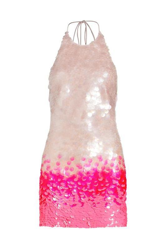 Riva Halter Gradient Sequins Mini Dress-Sunfere