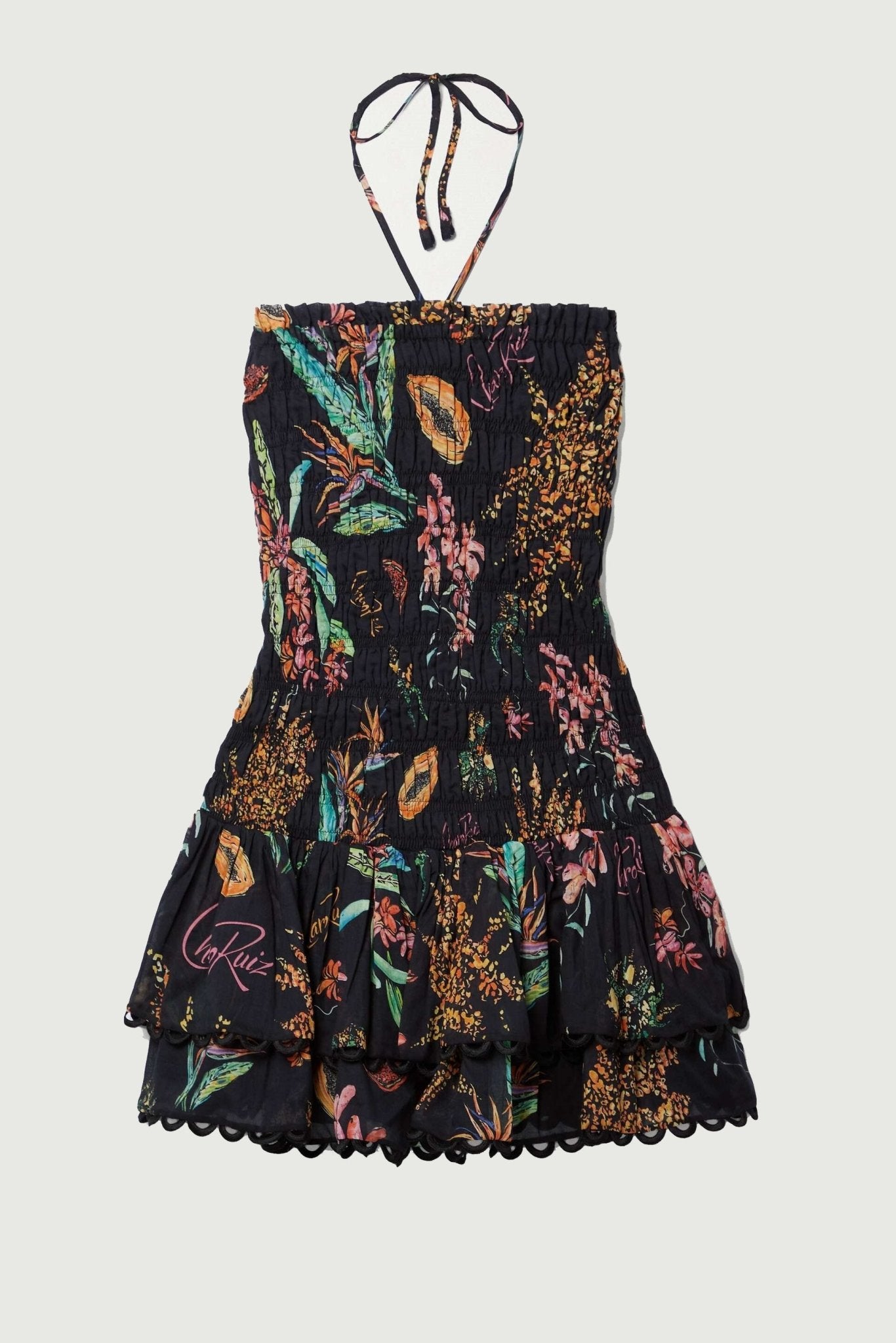 Rosa Shirred Printed Mini Dress-Sunfere