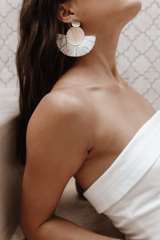 Ruth Metal Tassel Earrings-Sunfere