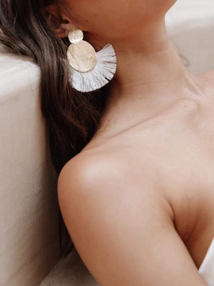 Ruth Metal Tassel Earrings-Sunfere