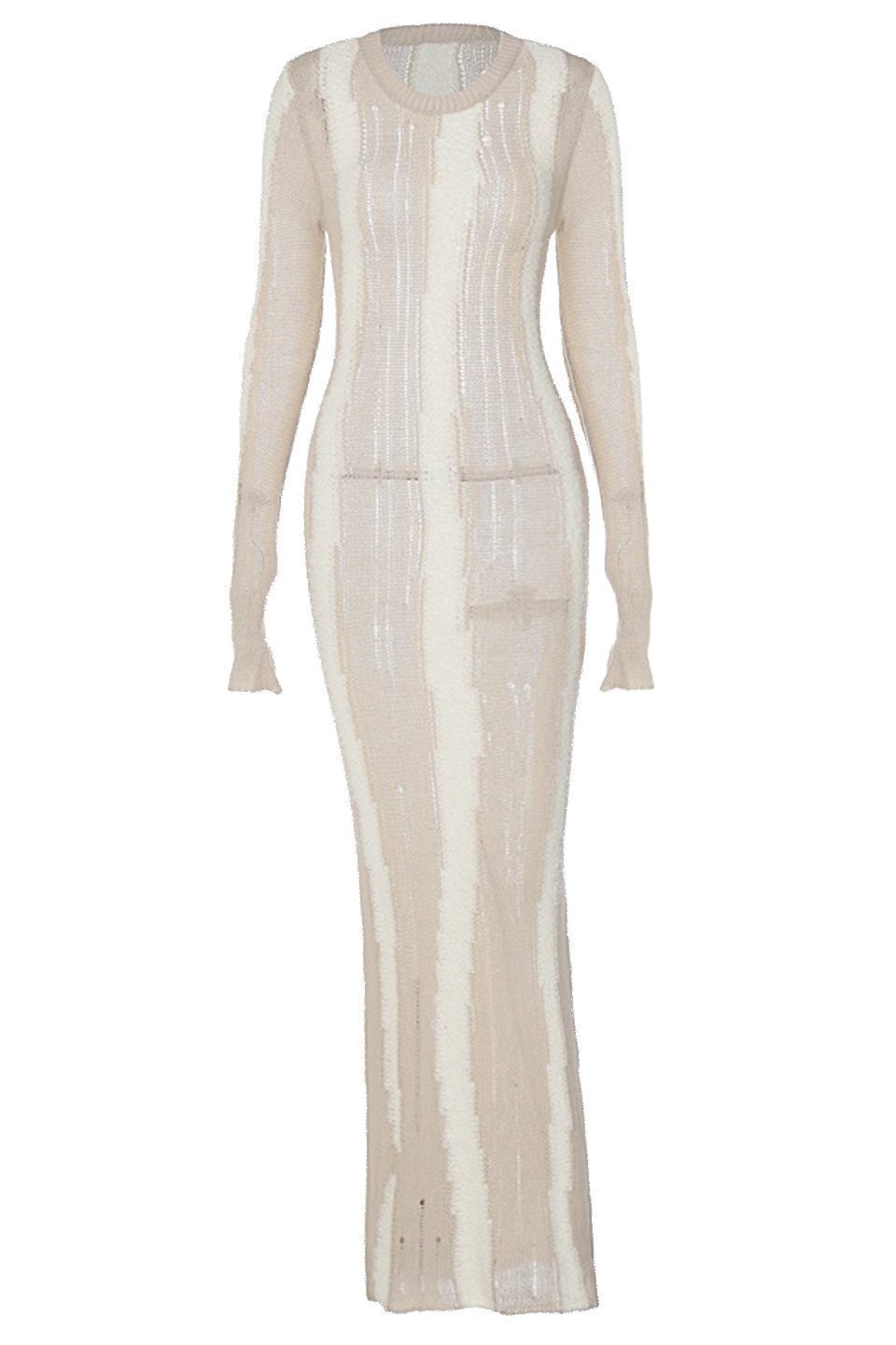 -Ruth Splicing Textured Knit Maxi Dress-SD00611301995-White-S - Sunfere