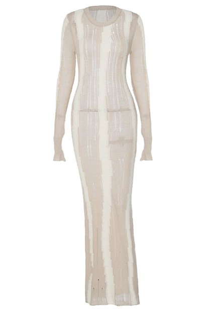 -Ruth Splicing Textured Knit Maxi Dress-SD00611301995-White-S - Sunfere