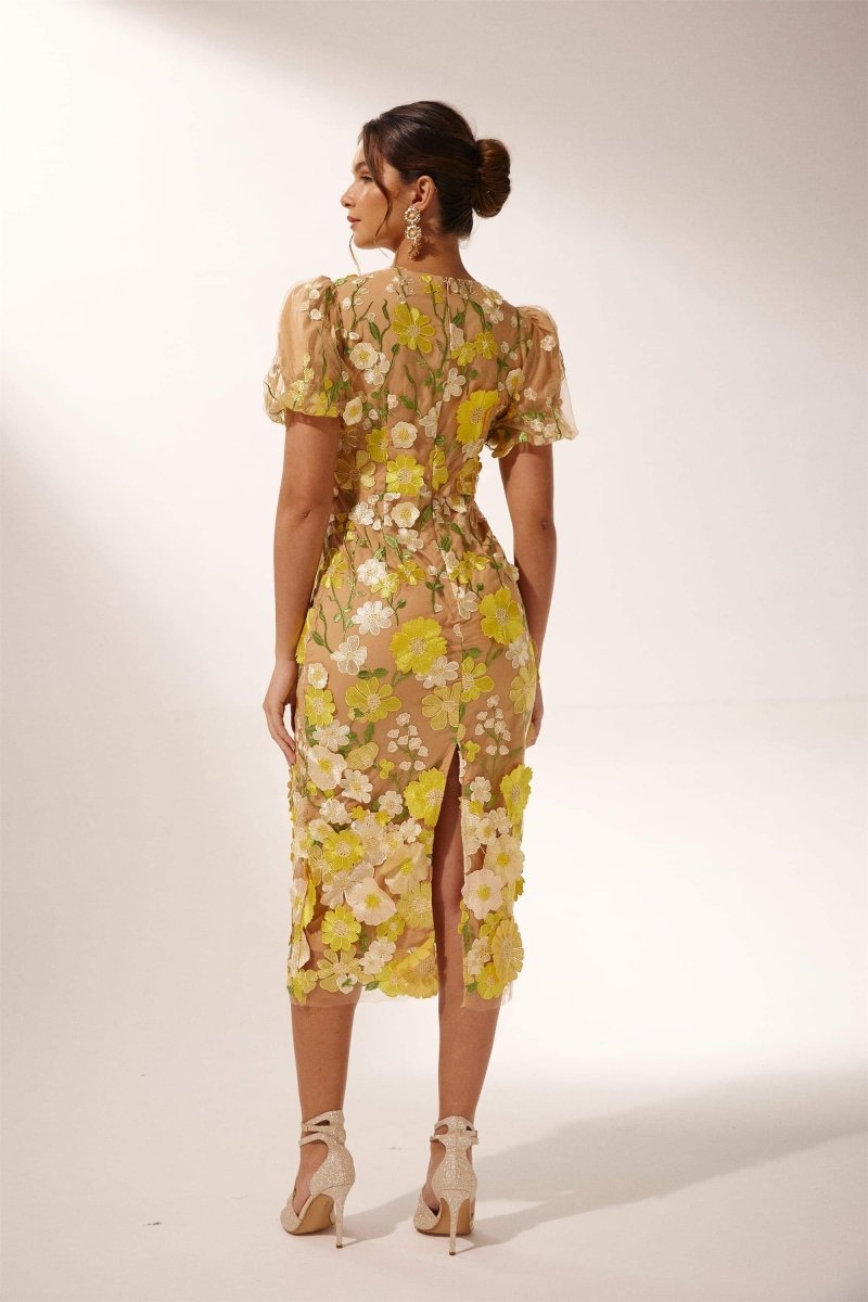 Sally V-neck Floral Midi Dress-Sunfere