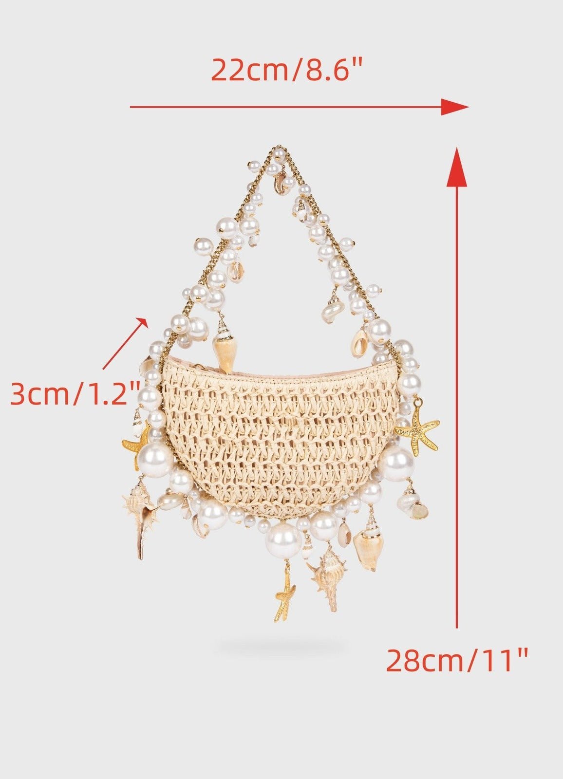 Sea Wonder Pearl Straw Hobo Bag-Sunfere
