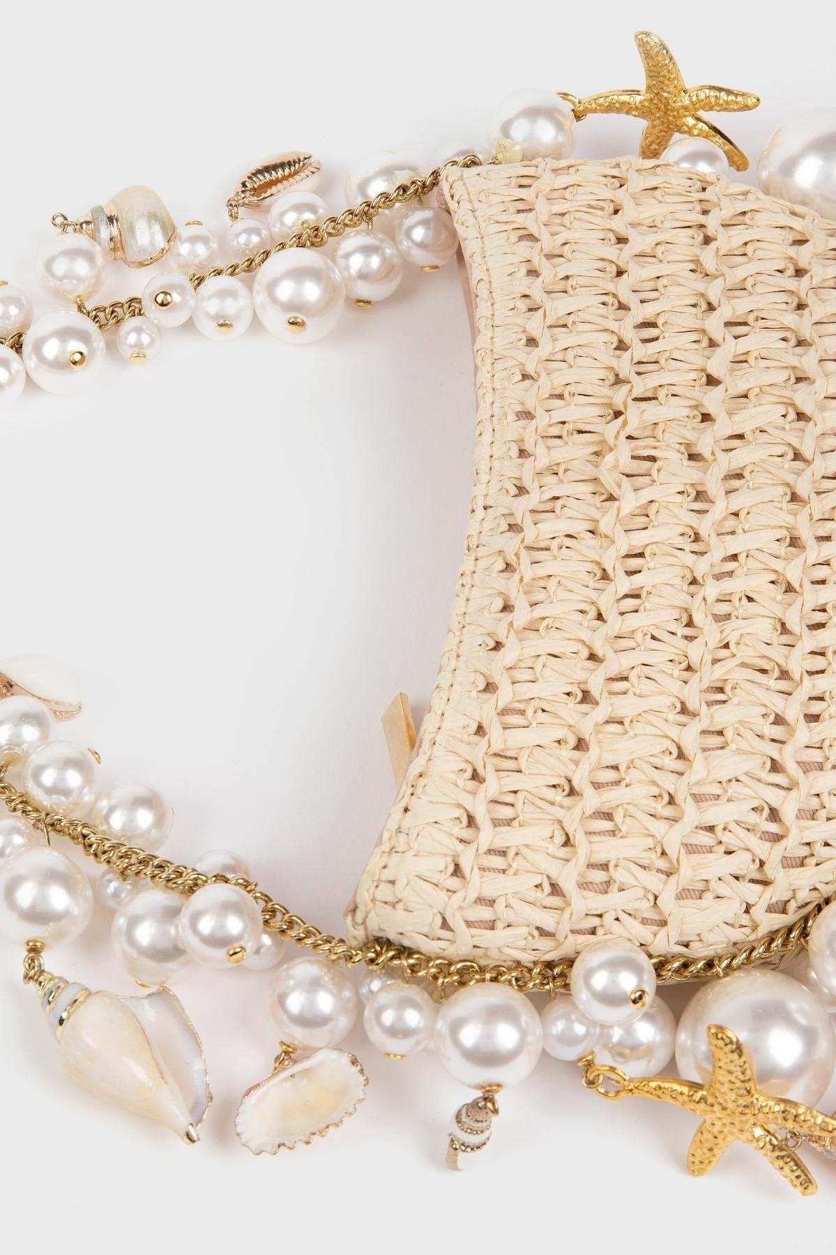 Sea Wonder Pearl Straw Hobo Bag-Sunfere